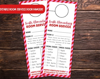 Valentine's Day Room Service Door Hanger, PTA Room Service Door Hanger, Room Service Door Hanger Template