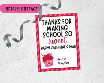Valentine's Day Gift Tag, Valentine Teacher Gift Tag, Valentine Teacher Gift