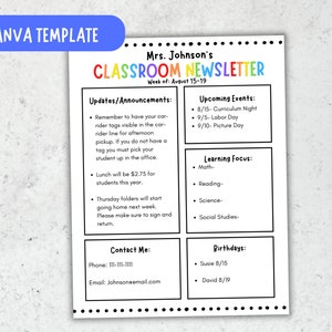 Editable Classroom Newsletter Template- Teacher Newsletter Template