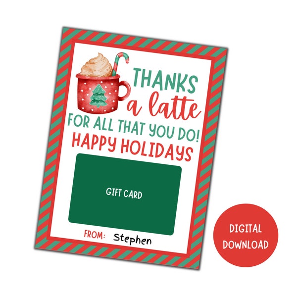 Holiday Coffee Gift Card Holder Digital, Teacher/Staff Holiday Gift Card Holder, Coffee Gift Card Holder, Christmas Coffee Card Holder