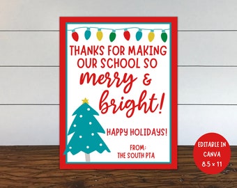 Holiday Teacher Lounge Sign, Merry and Bright School Sign, Staff Appreciation Sign, Employee Appreciation, PTO, PTA SIGN