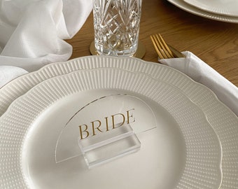 Acrylic Bride Groom place card with standee