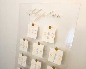 Acrylic Seating Plan/Table Plan Wedding Gold