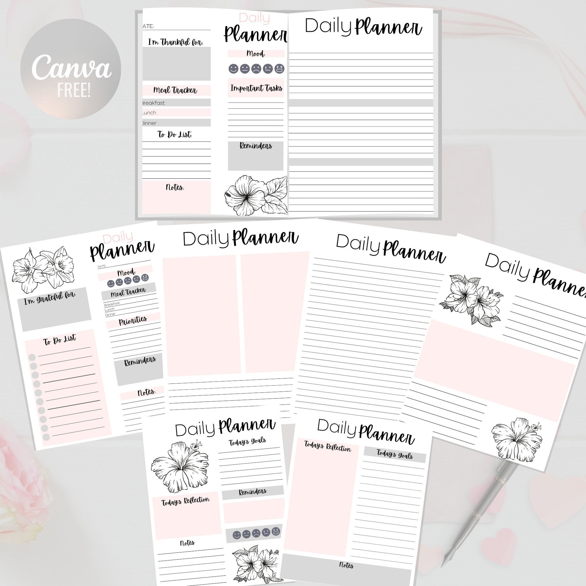 8 Planner Journal Canva Templates Editable & Printable - Etsy