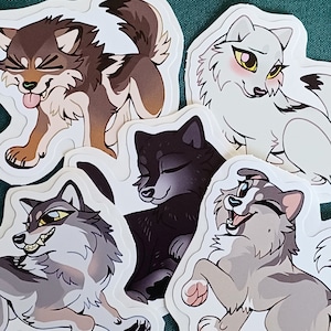 Schattige Chibi-wolfstickers | Matte vinylsticker