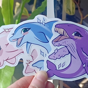 Niedliche funkelnde Wal- und Delfinaufkleber | Glitzer-Vinyl