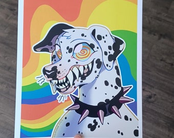 Funky Psychedelic Dalmatian | 8 x 10 inch Art Print