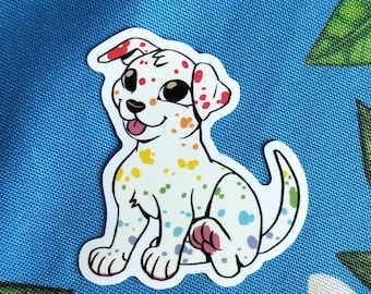 Rainbow Dalmatian Sticker: Glossy Vinyl Die Cut