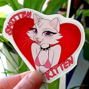 Sticker chaton épris de paillettes | Jolie fille chat à fourrure, Catgirl