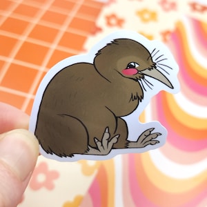 Adesivo de pássaro kiwi fofo | Adesivo de vinil brilhante