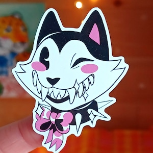 Vintage Cartoon Winking Cat Sticker | Matte vinyl sticker