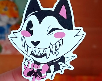 Vintage Cartoon Winking Cat Sticker | Matte vinyl sticker