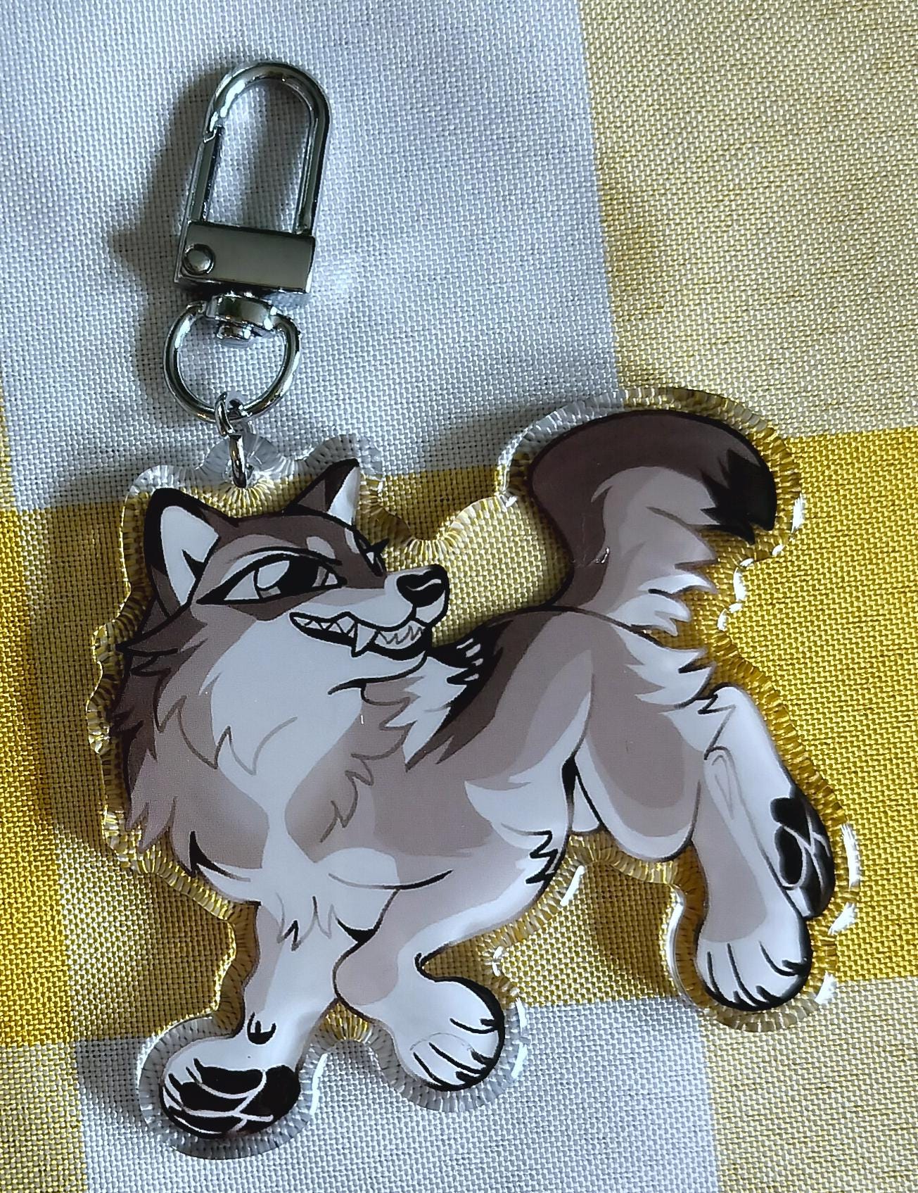 Cute Cartoon Wolf Keychain | Double-sided Epoxy Acrylic Charm - Etsy