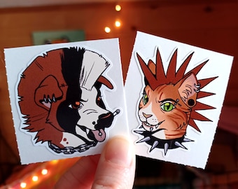 Punk Style Cat & Dog sticker | Matte vinyl stickers