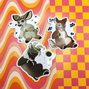 Niedliches Chibi Deer Sticker Set | Glänzende Vinyl-Aufkleber