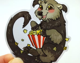 Bearcat Binturong with Popcorn Glossy Vinyl Sticker