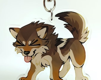 Cute Cartoon Wolf Keychain | Double Sided Acrylic Charm