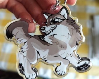 Cute Cartoon Wolf Keychain | Double-Sided Epoxy Acrylic Charm