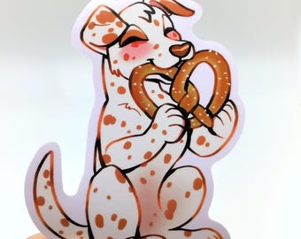 Dalmatian Dog with Pretzel Sticker | Glossy Vinyl Decal
