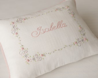 Name Embroidered Baby Pillow,  Hand Embroidered Baby Girl Pillow,  Personalized Baby Gift, Babyshower Gift,New Baby Gift, Custom Gift Pillow