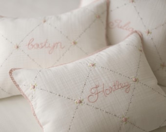 Handmade Keepsake Named Pillowcase,Name Embroidered Baby Pillowcase,  Personalized Newborn Hospital Pillowcase,Personalized Baby Shower Gift