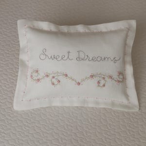 Embroidered Linen Pillowcase, Floral Baby Room Decor, Sweet Dreams Keepsake Pillow