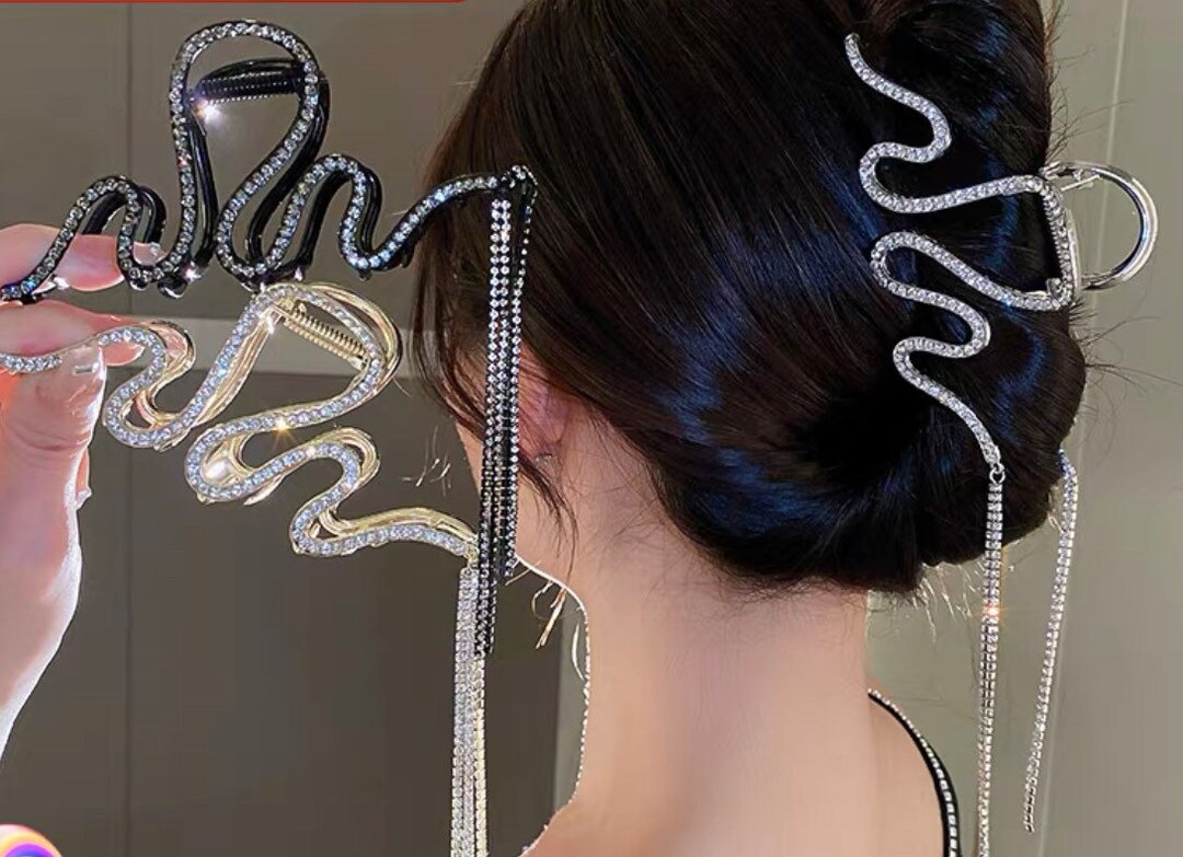 Wavy Dangling Tassel Chain Hair Clip Hair Claw Hair Head Etsy