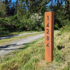 Tall Address Sign - Yard Address Sign - Rusted - Custom Address Sign - Driveway Address Sign- House Numbers