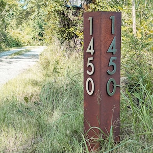 Two Way Address Sign, House numbers, Address Plaque, Vertical, Modern, Industrial