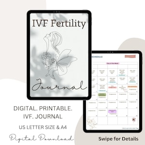 Diario de FIV, Tamaño de carta imprimible A4 y EE. UU., Seguimiento de su viaje de FIV, Planificador del diario de fertilidad, Embarazo, Descarga digital