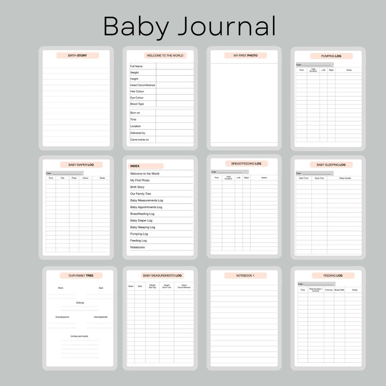 Baby Journal, DIGITAL &amp; PRINTABLE, Digital Download, Goodnotes Compatible Baby Journal ...