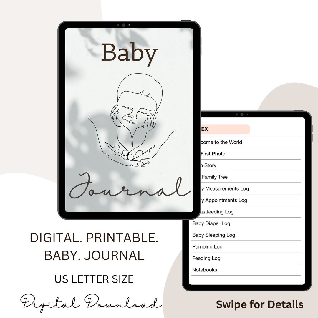 Baby Journal, DIGITAL &amp; PRINTABLE, Digital Download, Goodnotes Compatible Baby Journal ...