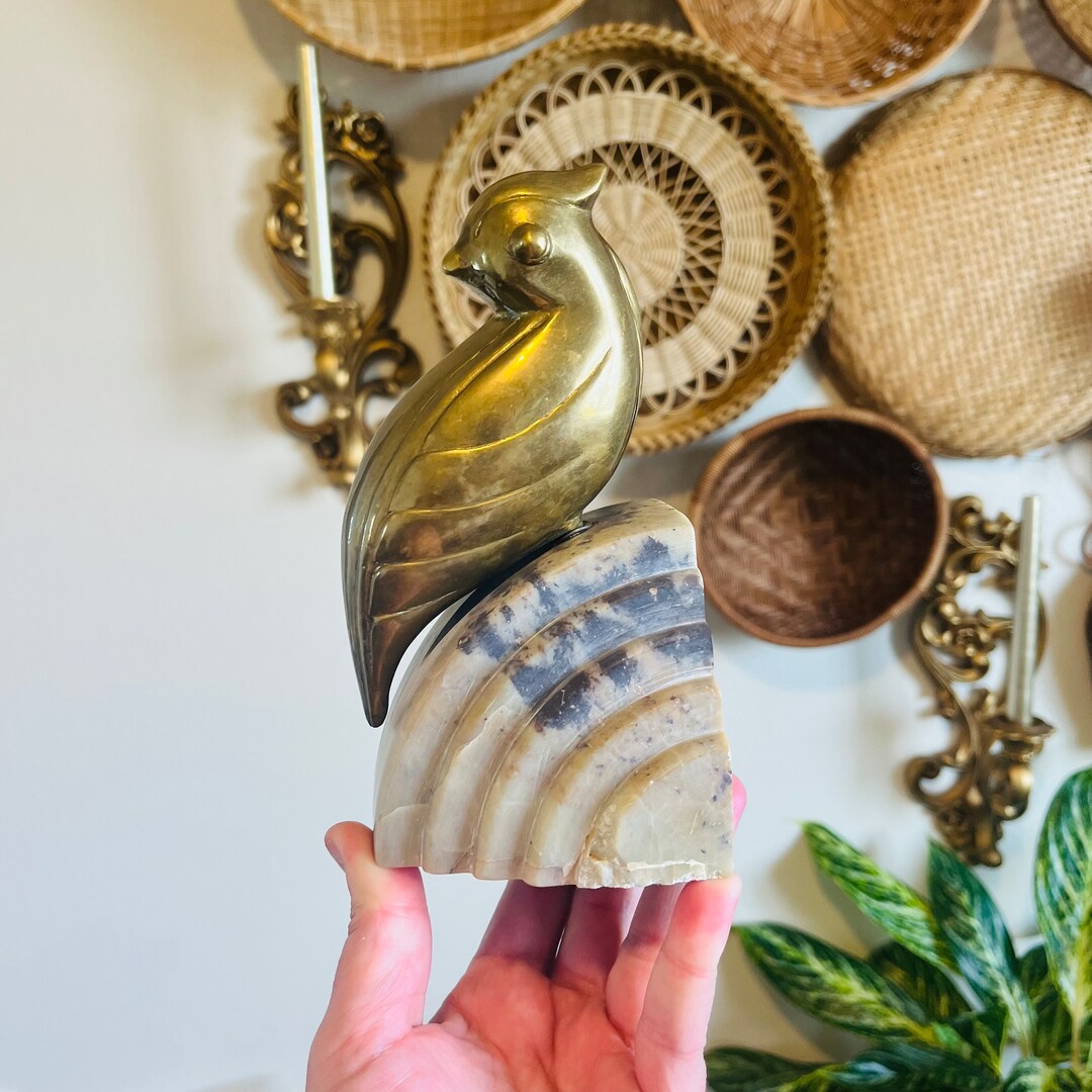 Brass Quail Marble Bookend/doorstop Etsy