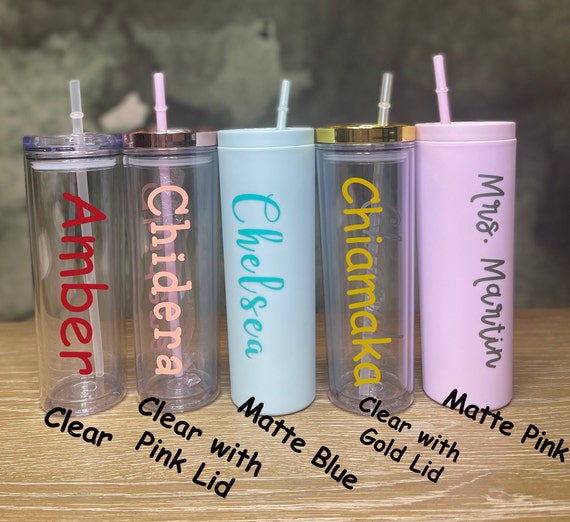 Personalized Acrylic Rubber Tumbler with Lid and Straw - The White