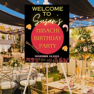 Welcome Hibachi Dinner Party | Hibachi Welcome Sign|  Hibachi Birthday|