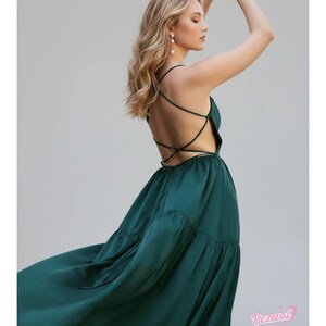 Silk Backless Maxi Dress Spaghetti Strap Satin Slip Dress Open Back Evening Gown Elegant Bridesmaid Dress Custom Color Made to Measure Dress
