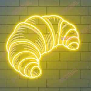 Croissants Neon Sign Croissant Led Neon Sign Bakery Neon Lights Croissant Neon Sign Baking Light Up Sign Bakery Shop Neon Sign Bakery Sign