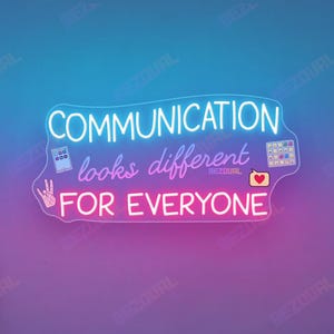 Communication Looks Different For Everyone Neon Sign Speech Therapist Gift Welcome To Speech Speech Therapist Room Sign Therapy Classroom
