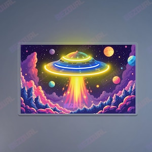 UFO Neon Sign UFO Led Light Space Neon Sign Planet Sign Custom Ufo Wall Decor Ufo Wall Art Sign  Flying Saucer Room Wall Art Galaxy LED Sign