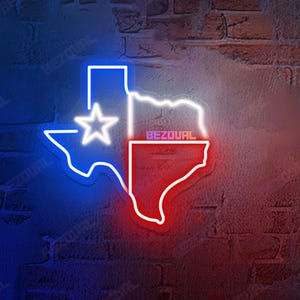 Letrero LED con mapa de Texas, letrero LED de neón de Texas, decoración de pared de Texas, letrero de neón de cactus, letrero de neón personalizado, luz LED de vaquero con mapa de Texas, regalos para el Día del Padre
