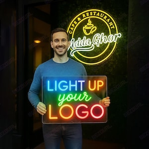 Custom Restaurant Logo Sign Wall Decors Led Lights Food Neon Logo Sign Business Logo Coffee Bar Sign Room Decors Handmade Restaurant Sign