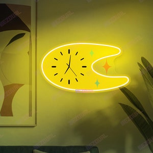 Mid Century Clock Wall Mid Century Modern Wall Art Mid Century Modern Boomerang Clock Neon Sign Custom MCM Wall Elegant Retro Style Decors