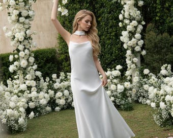 Silk Wedding Gown & Bridesmaid Dress Elegant Engagement Party Silk Dress Formal Evening Luxury Custom Wedding Outfit Special Occasion Gown