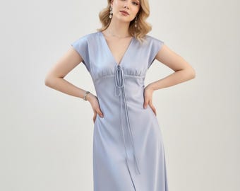 Custom Silk Bridesmaid Dress Elegant Bias-Cut Maxi Gown Long Silk Dress Women Party Dress Ivory Casual Dress Women Silk Dress Gift For Her