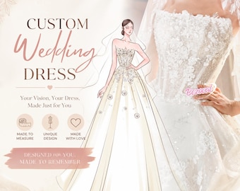 Personalized Wedding Dress Custom Bridal Gown Luxury Couture Wedding Dress Made to Order Satin Lace Bridal Gown for Bride