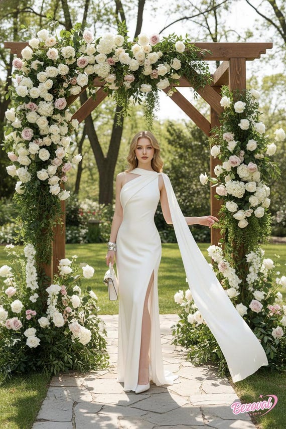 Elegant Silk Maxi Dress White Silk Dress Evening Gown Silk Custom Wedding Dress Bridesmaid Dress Engagement Dress Unique Dress For Her