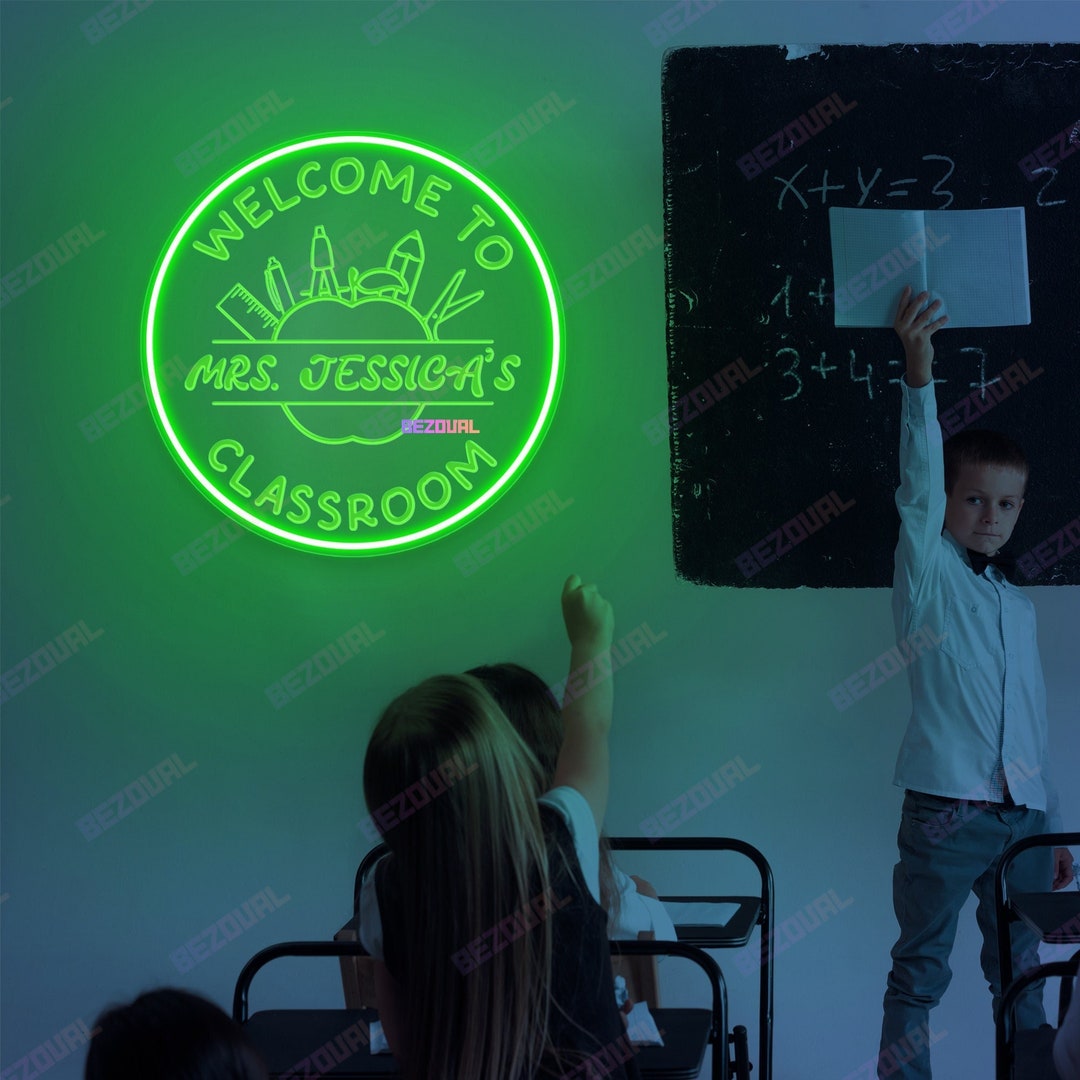 Teacher Name Neon Sign for Classroom Teacher Name Sign Custom Teacher ...