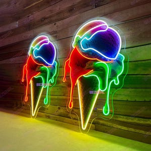 Ice Cream Neon Sign Ice Cream Wall Art Neon Sign Light Business Logo Ice Cream Open Shop Decor Wall Decor Restaurant Custom Neon Sign Logo