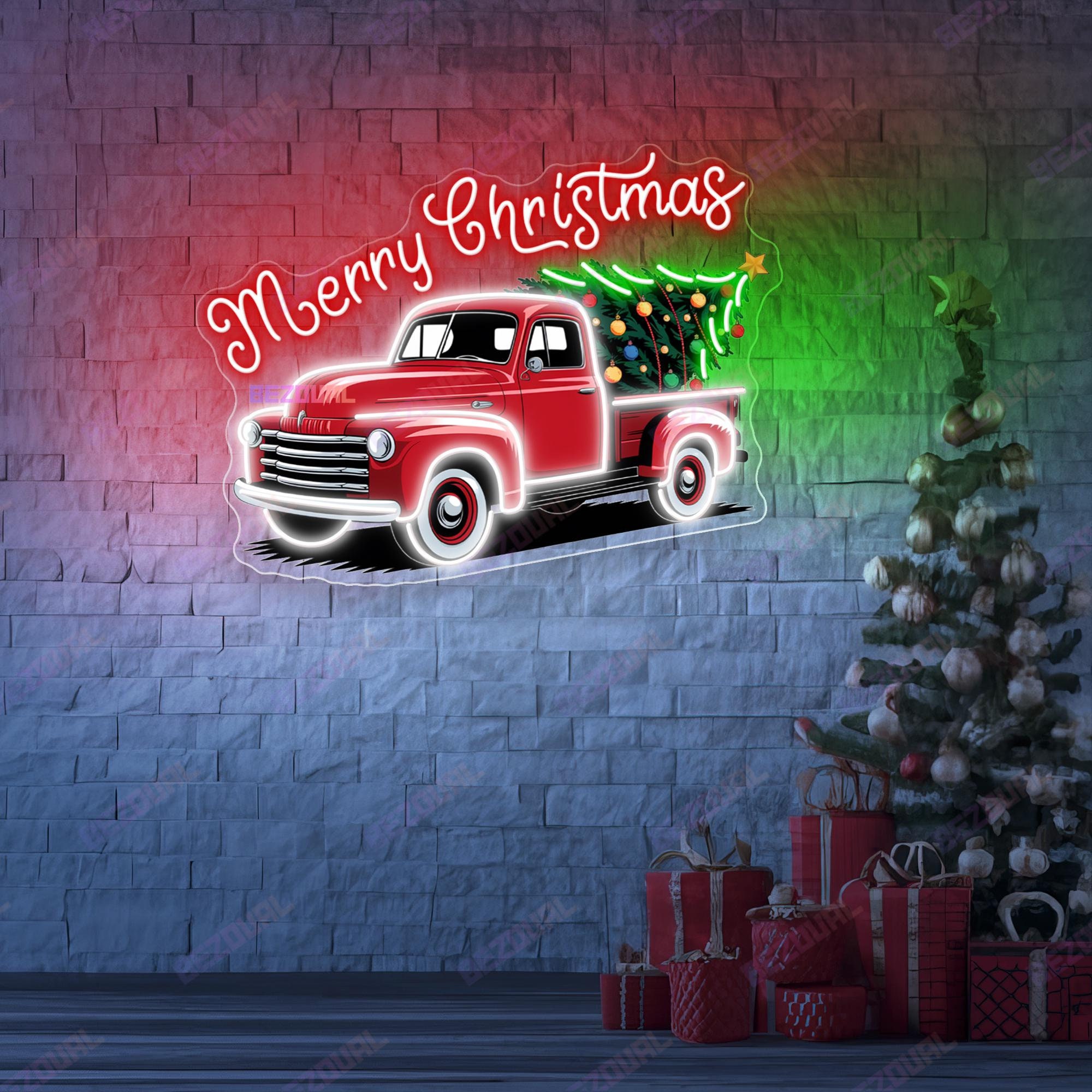 Discover Merry Christmas Truck Neon Sign Christmas Tree Led Lights Christmas Neon Light Pine Tree Led Light House Room Wall Decors Christmas Gifts