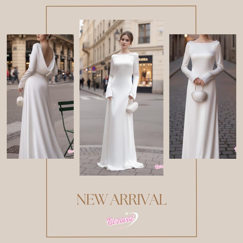 Robe longue en satin de soie élégante à manches longues robe sans